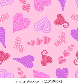 modern variety heart seamless pattern on pink