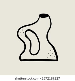 Modern Vase Pottery Ceramic. Jar Sketch Black Line Symbol. Stylized Whimsical Hand Drawn Vector Element Decor