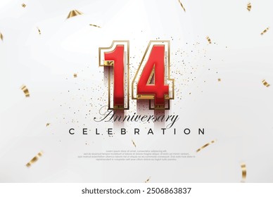 Modern vector 14th anniversary design. with modern luxury design concept. Premium vector background for greeting and celebration.