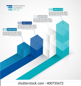 Modern vector 3D  illustration infographic for statistics,  analytics, marketing  reports, presentation and web design with transparent growing bar graph in blue colors. - Powered by Shutterstock - Get 15% off with code: PIKWIZARD15