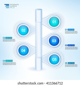 Modern vector 3D  illustration infographic for statistics,  analytics, financial reports, presentation and web design  in blue colors. Infographic design template 