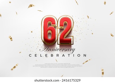 Modern vector 62nd anniversary design. with modern luxury design concept. Premium vector background for greeting and celebration.
