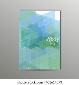 Modern Vector Abstract A4  Brochure, Book, Flyer Design Template With Blue Triangular Background