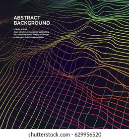 Modern vector abstract background with a colored dynamic grid, line and particles. Illustration suitable for design