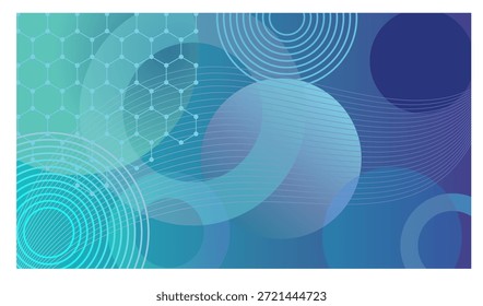 Fondo abstracto de Vector moderno con esferas, círculos, hexágonos, Plantilla de diseño geométrico de portada o folleto.