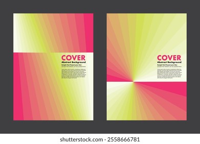 Modern vector abstract background with vibrant gradient colors pink to light green, features dynamic rays and diagonal patterns, creating a visually striking and energetic. For cover, presentation.