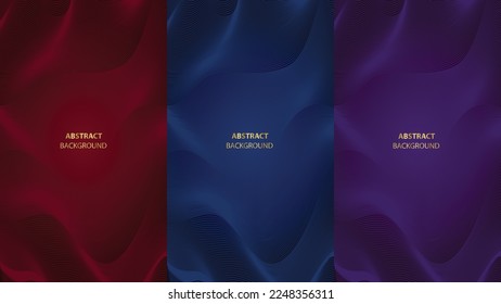 Moderner, abstrakter Hintergrund für Tapeten, Banner, Einladungen, Luxusgutscheine und angesehene Geschenkgutscheine. Premium-Hintergrund-Design mit dunkelblauem, rotem und violettem Zeilenmuster.