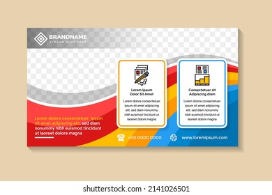 modern vector abstract banners. Trendy modern multicolored flat material design style. Blue, red and yellow colors. infographic icon, Text and photo placeholder. 