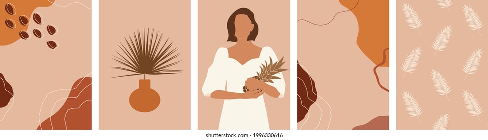 modern vector abstract boho tropical summer posters
