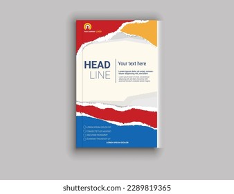 Plantilla de portada de libro abstracto de vectores modernos con papel con láminas