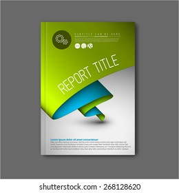 Moderne abstrakte Vektorgrafik-Broschüre / Buch-/Flyer-Design-Vorlage mit grünem und blauem Papier