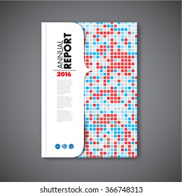 Modern Vector abstract brochure / book / flyer design template with red and blue mosaic