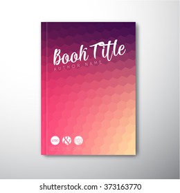 Modern Vector abstract brochure / book / flyer design template with purple and yellow hexagons