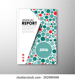 Modern Vector abstract brochure / book / flyer design template with teal and red circles