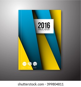 Modern Vector abstract brochure / book / flyer design template with blue and yellow paper