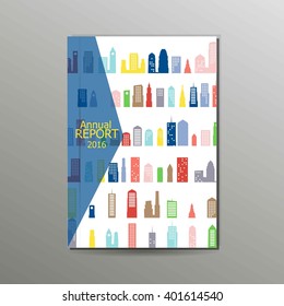 Modern Vector Abstract Brochure, Book, Flyer Design Template With Colorful Buildings