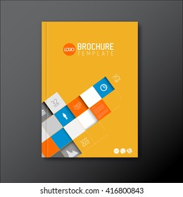 Modern Vector abstract brochure / book / flyer design template with mosaic - yellow, blue and red version