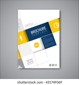 Modern Vector abstract brochure / book / flyer design template with big mosaic - blue and yellow