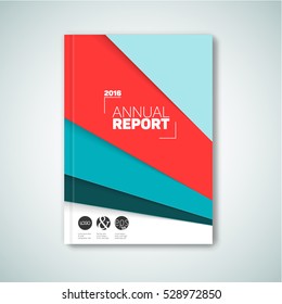 Modern Vector abstract brochure / book / flyer design template - fresh teal and red color version