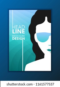 Modern Vector abstract brochure, report or flyer design template. Abstract portrait of young girl. 