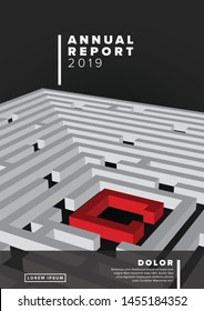 Modern Vector abstract brochure, report or flyer design template with maze / labyrinth