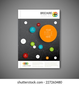 Modern Vector abstract brochure, report or flyer dark design template 