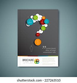 Modern Vector abstract brochure, report or flyer design template with question mark