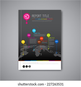 Modern Vector abstract brochure, report or flyer dark design template 
