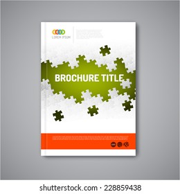 Modern Vector abstract brochure, report or flyer design template with puzzle pieces