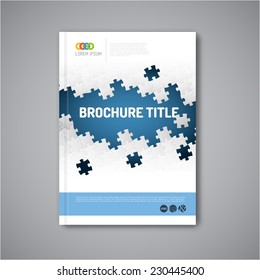 Modern Vector abstract brochure, report or flyer design template with puzzle pieces