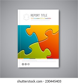 Modern Vector abstract brochure, report or flyer design template with puzzle pieces