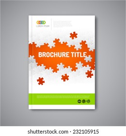 Modern Vector abstract brochure, report or flyer design template with puzzle pieces