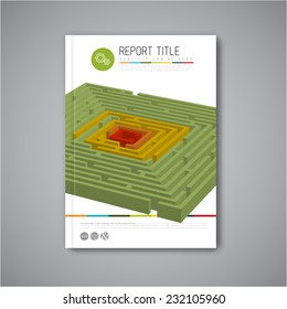 Modern Vector abstract brochure, report or flyer design template with maze / labyrinth