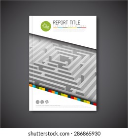 Modern Vector abstract brochure, report or flyer design template with maze / labyrinth