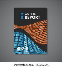 Modern Vector abstract brochure / report design template with mosaic - dark version