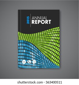 Modern Vector abstract brochure / report design template with mosaic - dark version