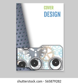 Modern Vector abstract brochure / report design template with cogwheels. A4