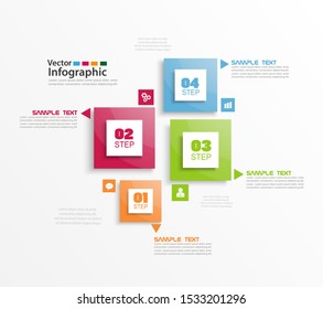 Modern vector abstract colorful infographic elements. Four  steps infographics with colorful squares. Vector business. Eps 10