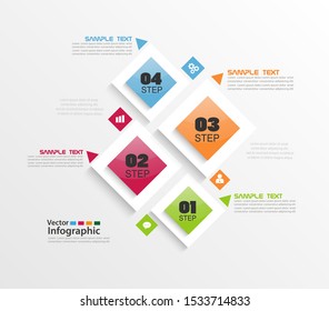 Modern vector abstract colorful infographic elements. Four  steps infographics with colorful squares. Vector business. Eps 10