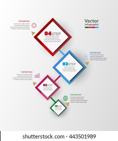 Modern vector abstract colorful  infographic elements. Steps infographics with colorful squares.  Vector business. Eps 10