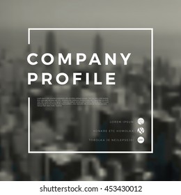 Modern Vector abstract cover brochure / book / flyer design template with abstract city photo in the background