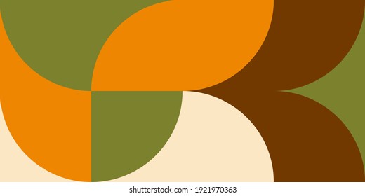 Modern vector abstract  geometric background with circles, rectangles and squares  in retro scandinavian style. Pastel colored simple shapes graphic pattern. Abstract mosaic artwork.