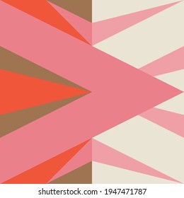 Modern vector abstract geometric background with triangles, rectangles, squares and chevrons in retro scandinavian style. Pastel colored simple shapes graphic seamless pattern.
