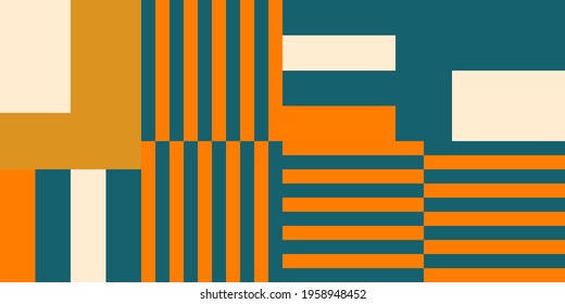Modern vector abstract  geometric background with stripes, rectangles and squares  in retro scandinavian style. Pastel colored simple shapes graphic pattern. Abstract mosaic artwork.