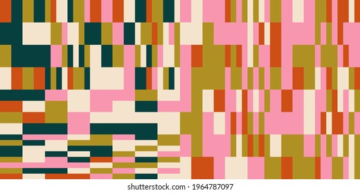 Modern vector abstract  geometric background with circles, rectangles and squares  in retro  style. Pastel colored simple shapes graphic pattern. Abstract mosaic artwork.