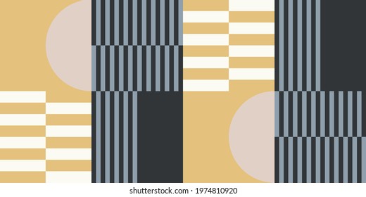 Modern vector abstract  geometric background with circles, rectangles and squares  in retro scandinavian style. Pastel colored simple shapes graphic pattern. Abstract mosaic artwork.