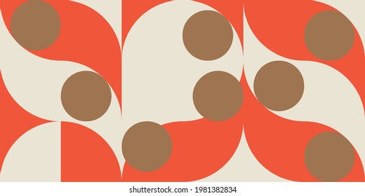 Modern vector abstract  geometric background with circles, rectangles and squares  in retro scandinavian style. Pastel colored simple shapes graphic pattern. Abstract mosaic artwork.