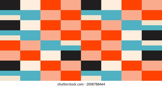 Modern vector abstract  geometric background with stripes, rectangles and squares  in retro style. Pastel colored simple shapes graphic pattern. Abstract mosaic artwork.
