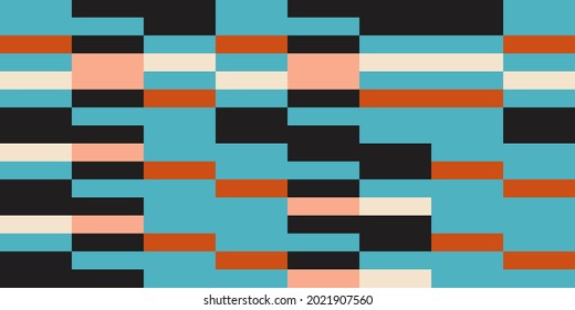 Modern vector abstract  geometric background with stripes, rectangles and squares  in retro style. Pastel colored simple shapes graphic pattern. Abstract mosaic artwork.
