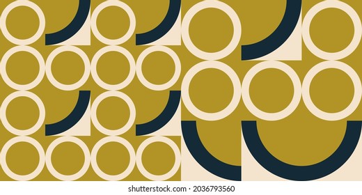 Modern vector abstract  geometric background with circles, rectangles and squares  in retro scandinavian style. Pastel colored simple shapes graphic pattern. Abstract mosaic artwork.